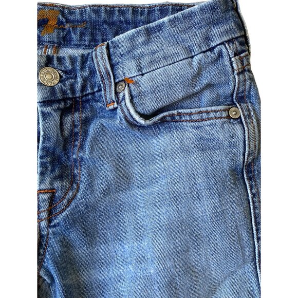 7 For All Man Kind Y2K Cropped Jeans Womens 26 Embroidered Pockets Raw  Hem Boho - Picture 5 of 13